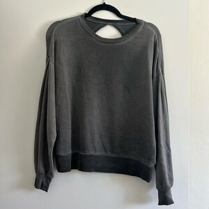 Hudson Los Angeles Women's Sweatshirt Gray Cutout Long Sleeve Cropped